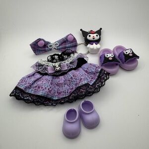 Labubu Clothes Outfit Purple Kuromi Dress Set with Accessories